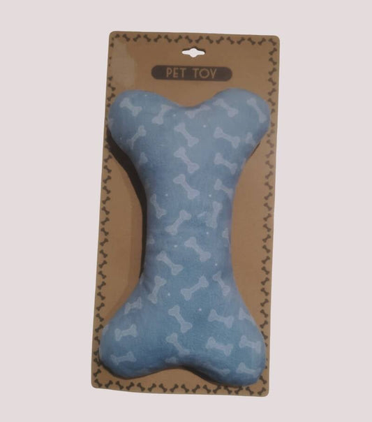 Peluche sonore en forme d'os pour chien, Bleu, motif os