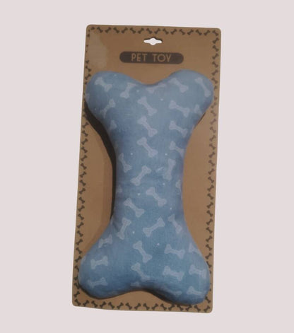 Peluche sonore en forme d'os pour chien, Bleu, motif os