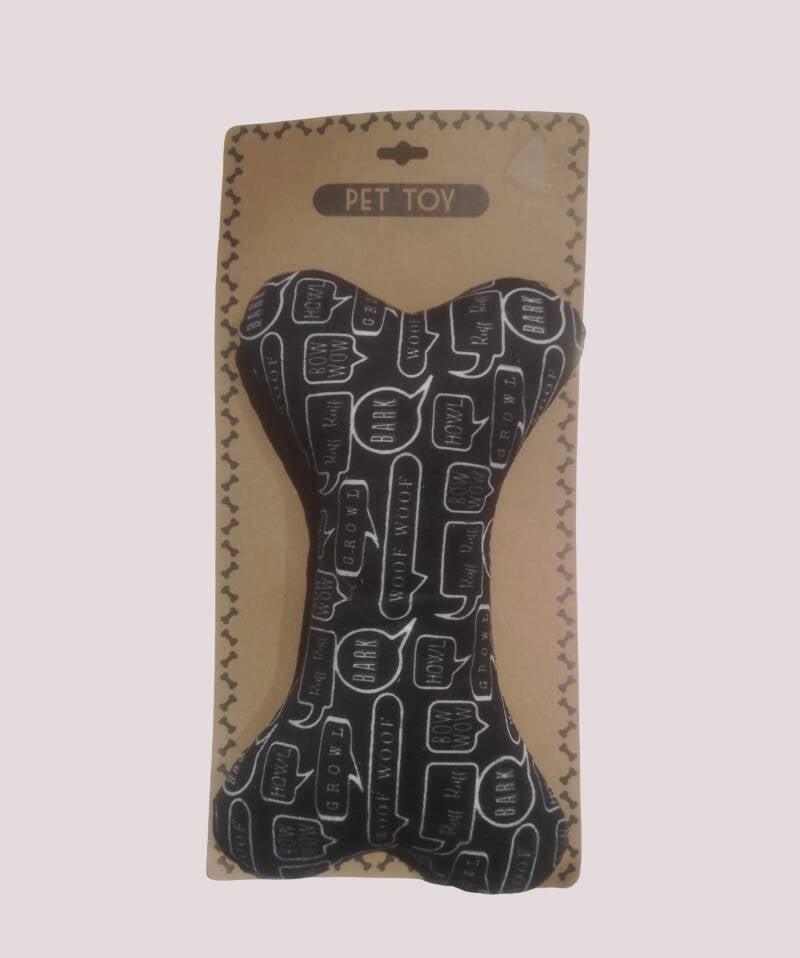 Peluche sonore en forme d'os pour chien, Noir, bulles de dialogue
