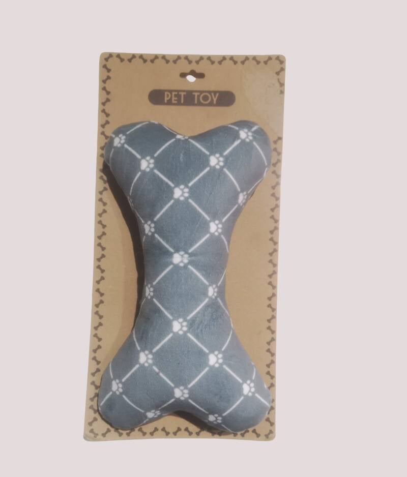 Peluche sonore en forme d'os pour chien, Gris, pattes blanches