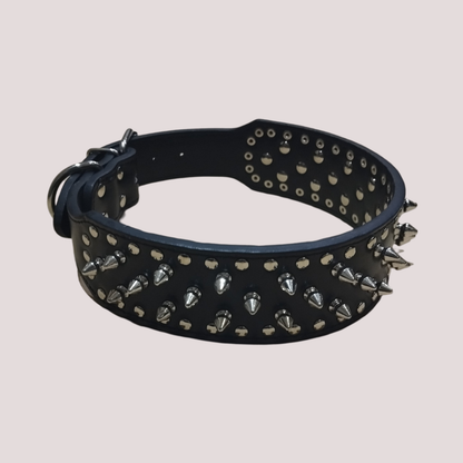 Collier à clou pour chien en cuir synthétique, Noir