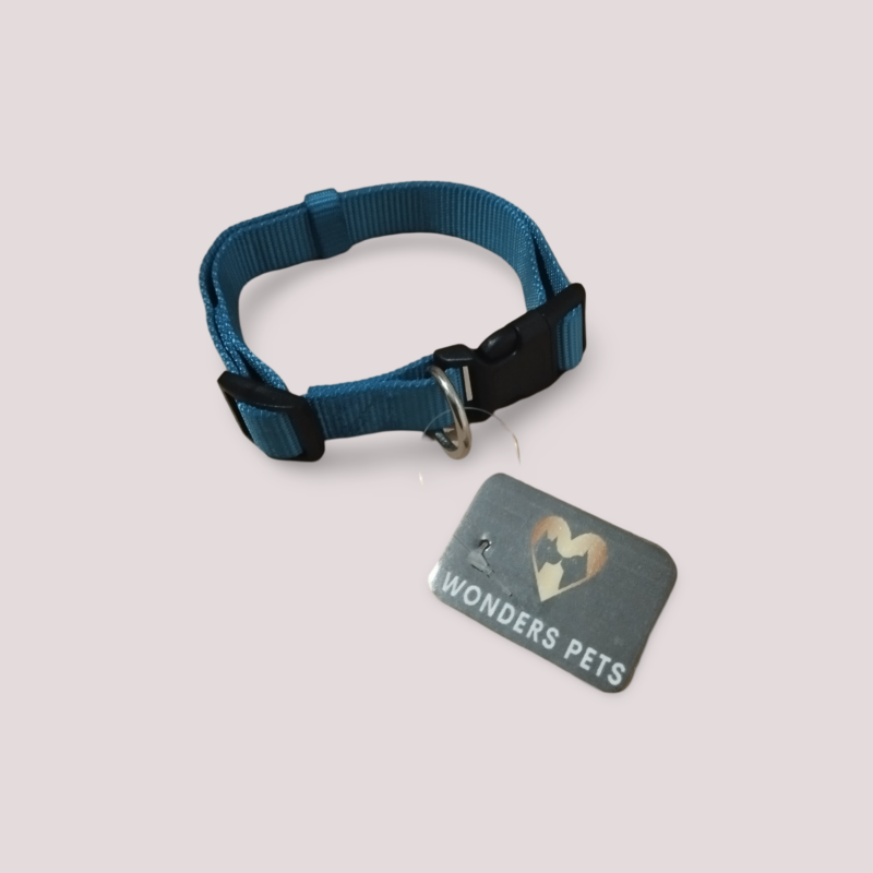 Collier pour chien en tissu turquoise, vue 1