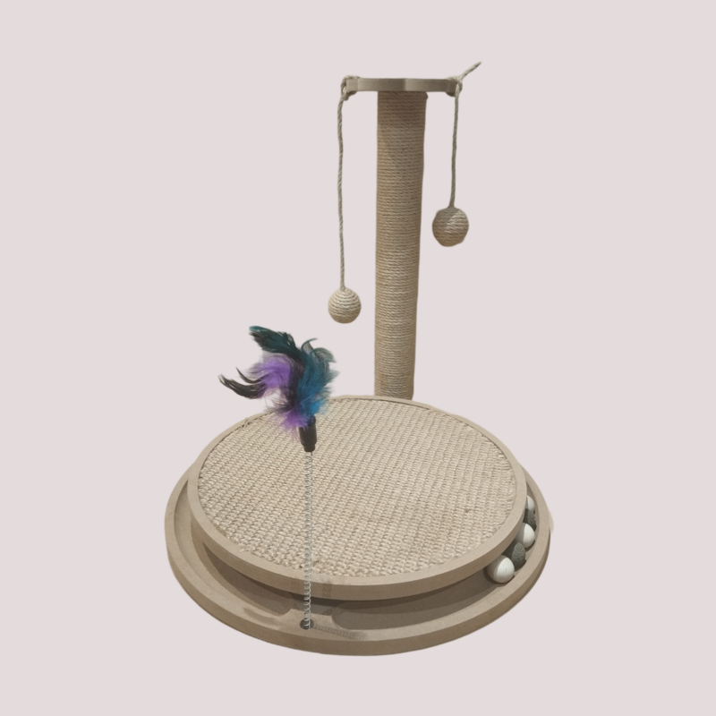 Plateau de jeu pour chat avec poteau à griffer