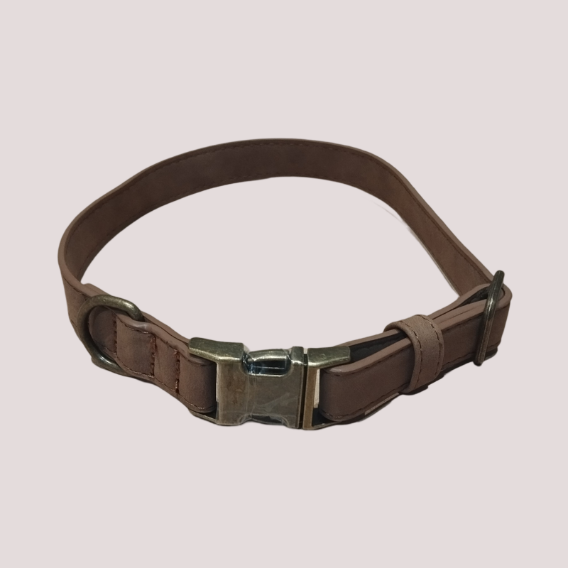 Collier pour chien en imitation alcantara, Marron