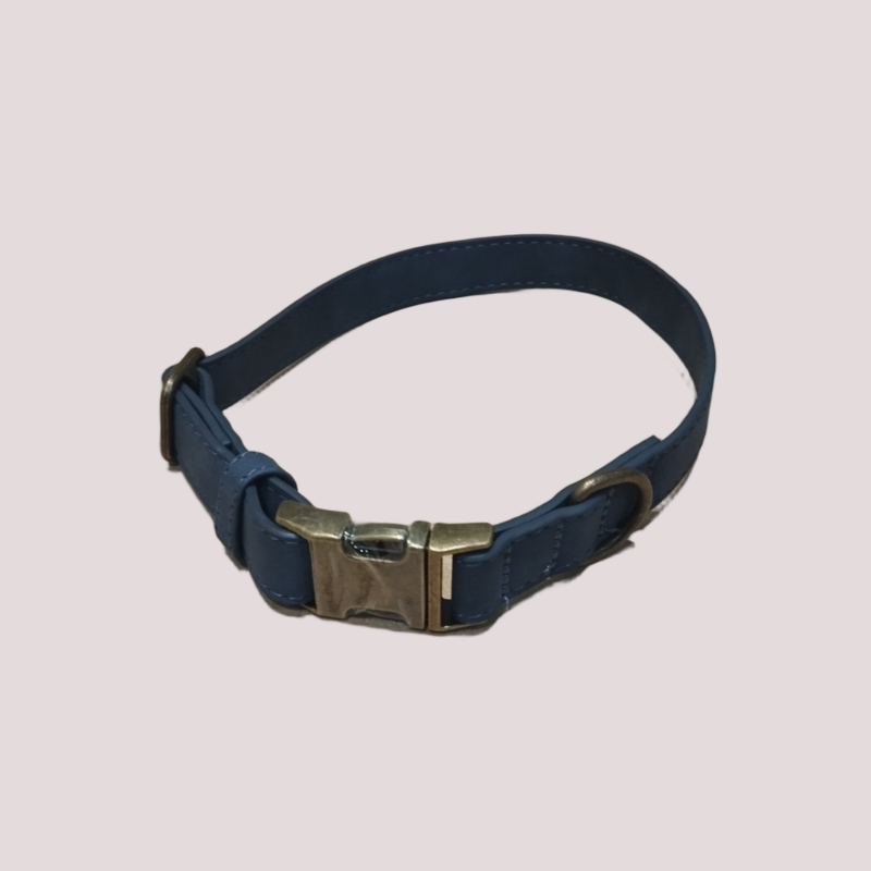 Collier pour chien en imitation alcantara, Bleu